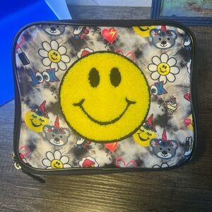 Smiley Face Kids Accessory Pouch - Yellow and Black